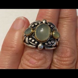 Sterling Silver/bronze w/green stones ring